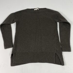 LOFT Sweater Tunic Womens Medium Brown Ribbed Back Side Slit Long Sleeve Knit